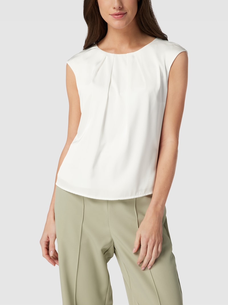 Bluse mit gelegten Falten in ecru