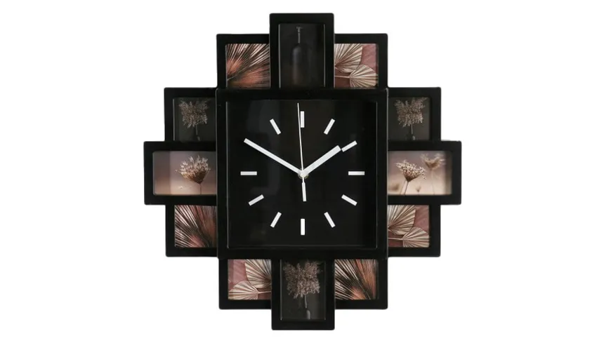 tawo Fotogalerie mit Wanduhr schwarz
