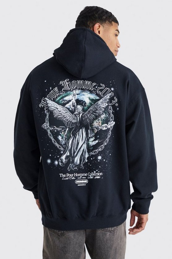 Oversize Hoodie mit Pour Homme Print