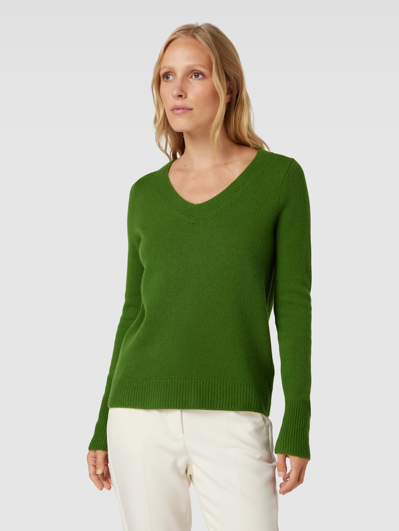 Strickpullover aus Wolle mit V-Ausschnitt in grasgrün