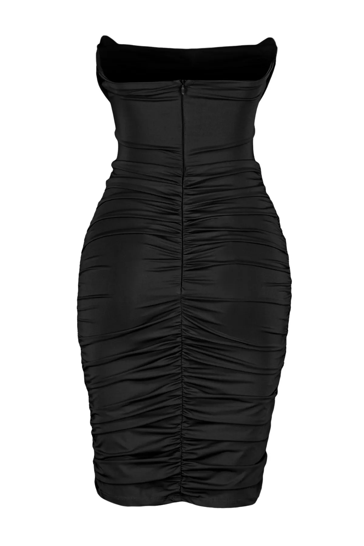 Trendyol Collection  Schwarzes, figurbetontes, gestricktes, gefüttertes, elegantes Abendkleid mit Korsettdetail TPRSS23EL00174