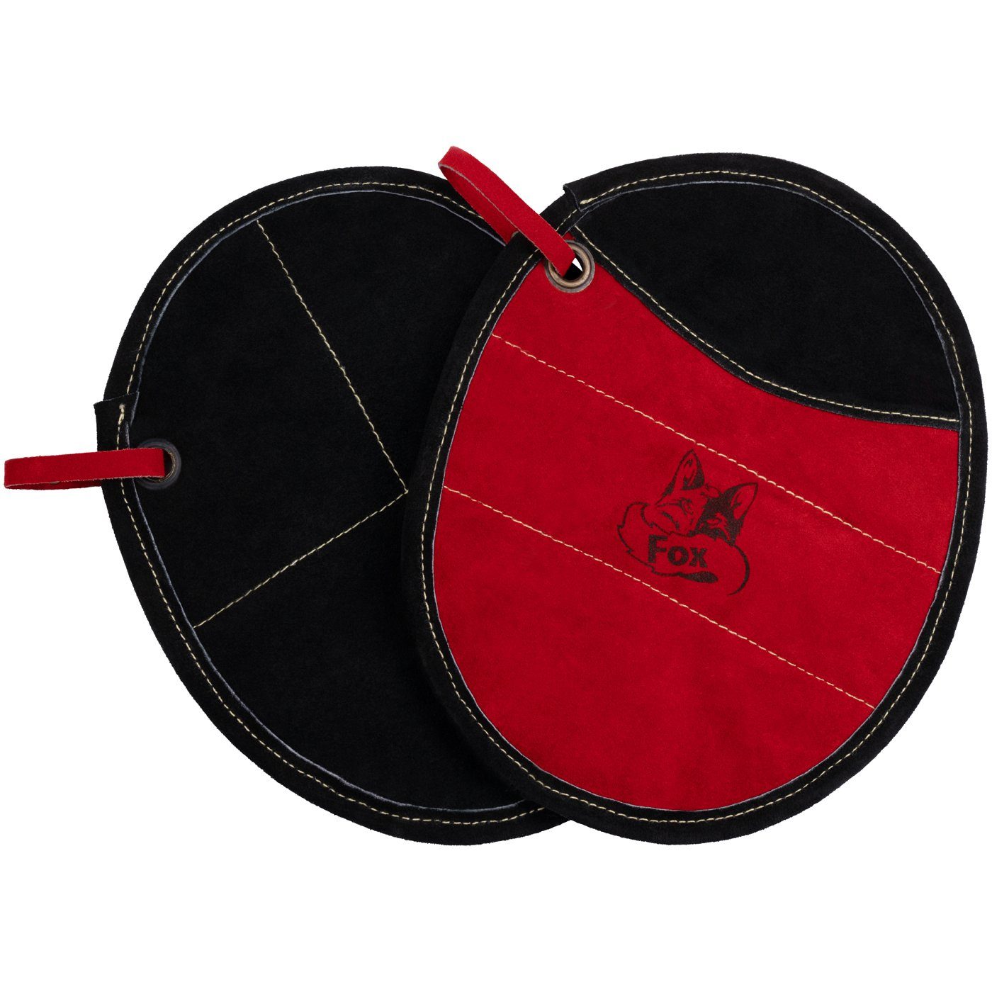 BLACK FOREST FOX Topfhandschuhe Black Forest Fox Pro 300 Topflappen Leder 2 Stück, (Set, 2-tlg), Rot Schwarz