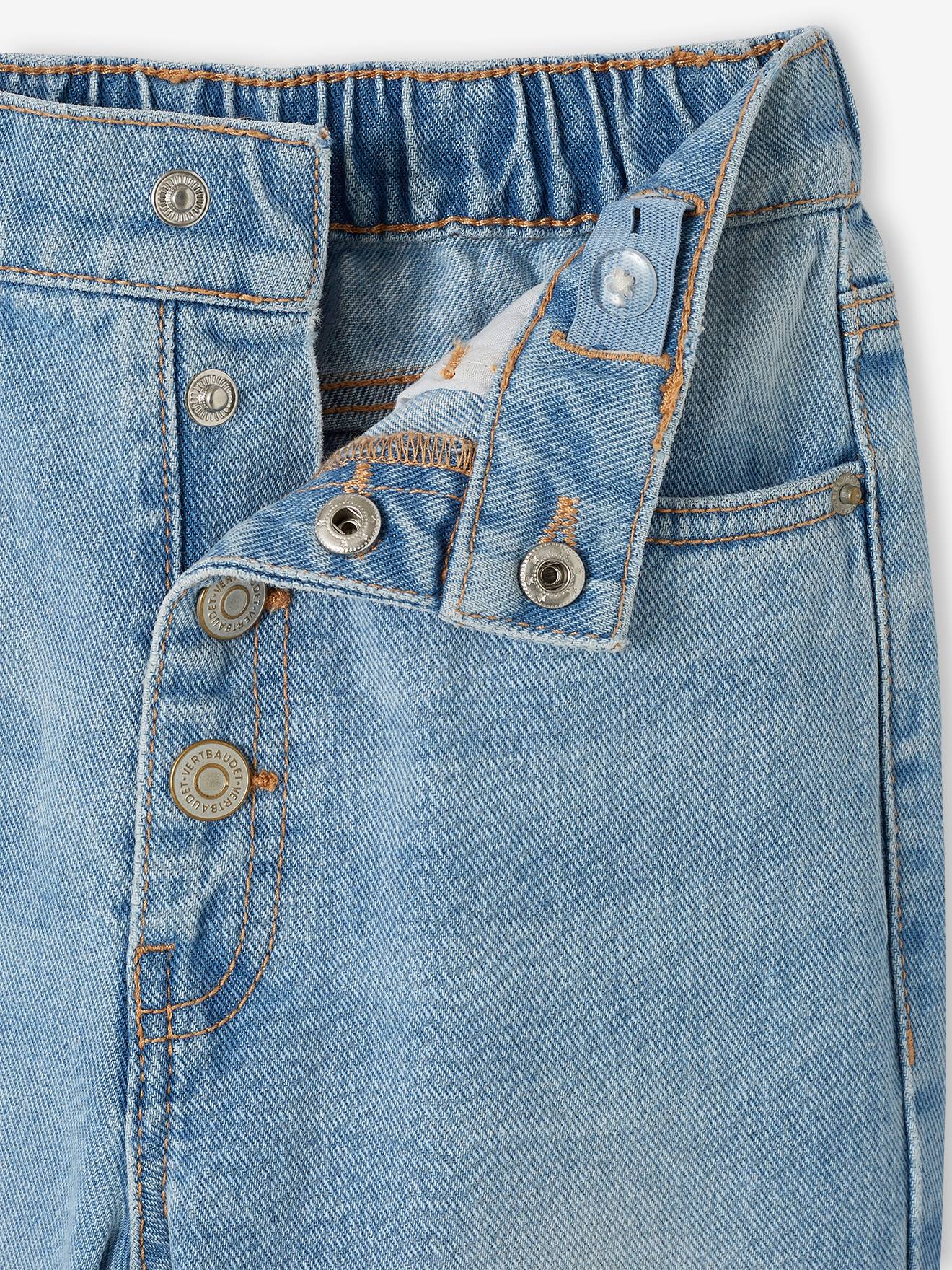 Vertbaudet Mädchen Mom-Fit-Jeans, WATERLESS Hüftweite REGULAR - jeansblau