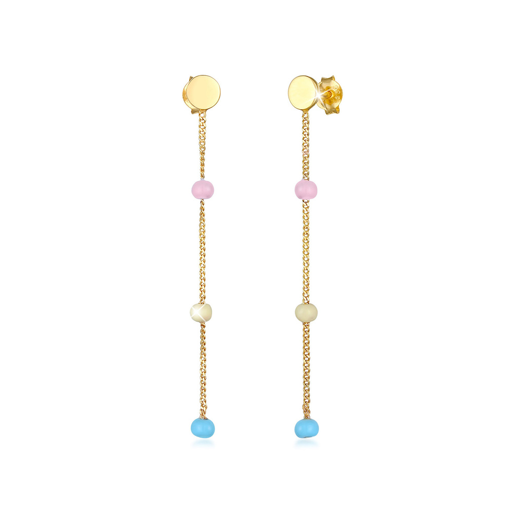Elli Elli Boucles d'Oreilles Ohrstecker Hänger Rund Kugel Emaille 925 Silber Boucles d'oreilles
