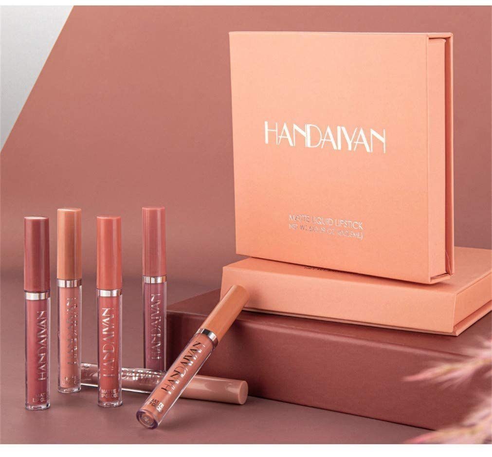 POCHUMIDUU Lippenstift-Set 6 Lippenstift-Set Samtmattes Lipgloss-Set, 6-tlg., Wasserfest, Nicht klebriger Lippenstift