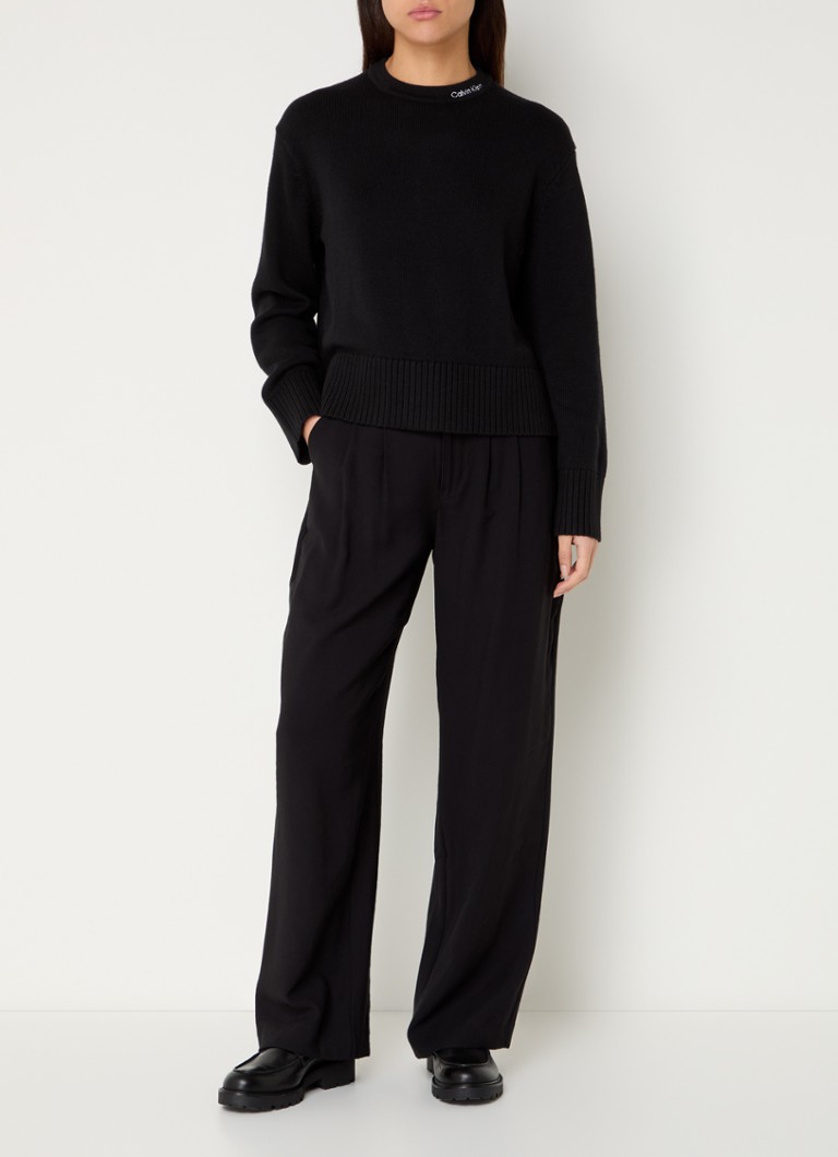 Calvin Klein Fine-knit sweater in wool blend with logo embroidery