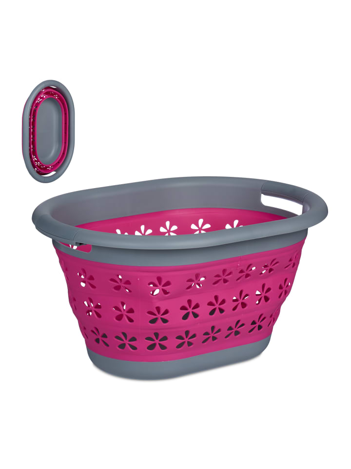 relaxdays Wäschekorb in Pink/ Grau - 17 l günstig kaufen onesize