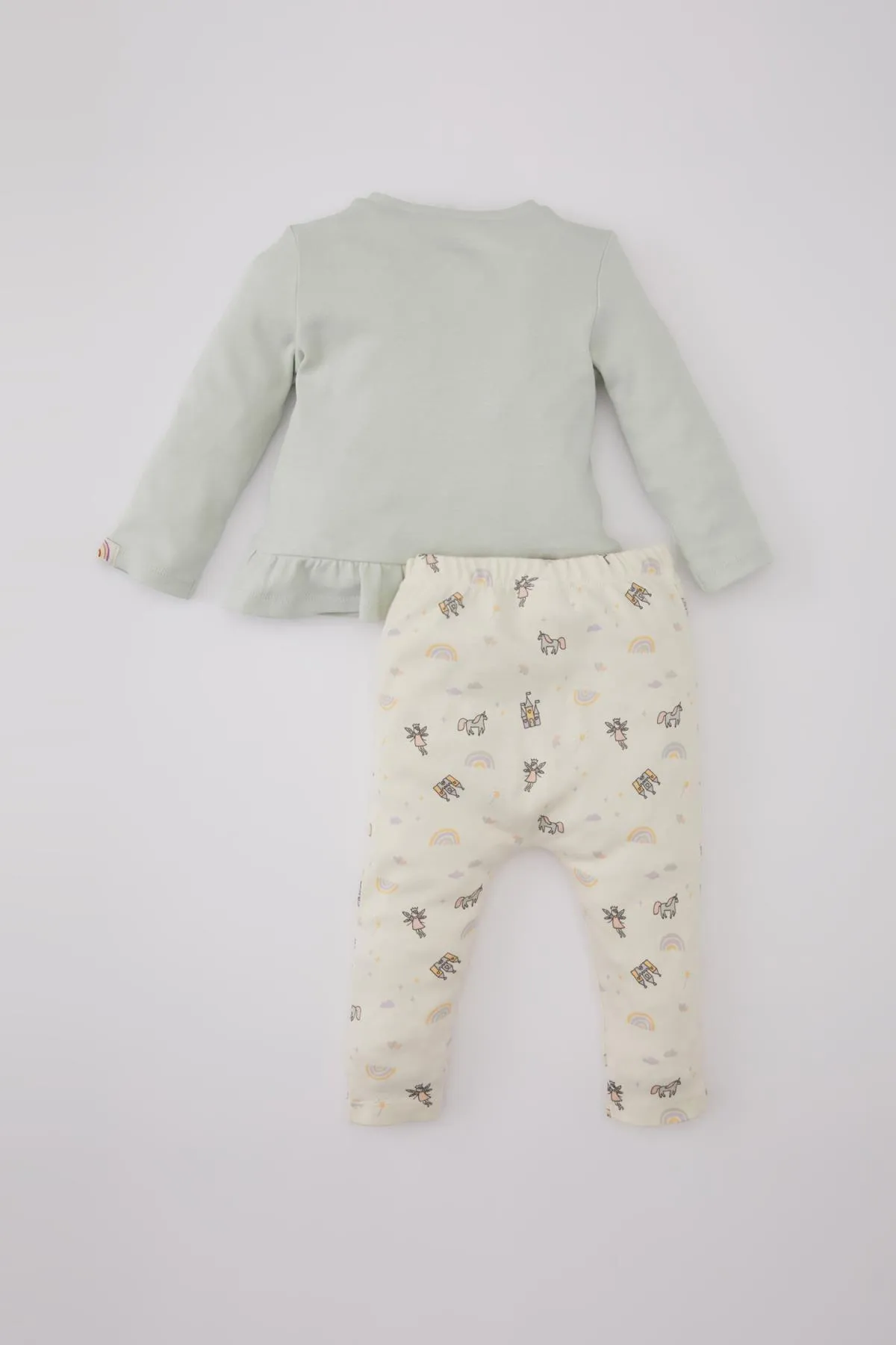 DeFacto  Langarm-T-Shirt-Leggings mit Einhorn-Aufdruck für Babys, 2er-Set