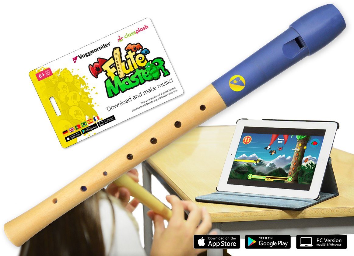 Voggenreiter Flute Master (App) mit Holz-Kunststoff-Blockflöte Blockflöte Deutsch, Sopran