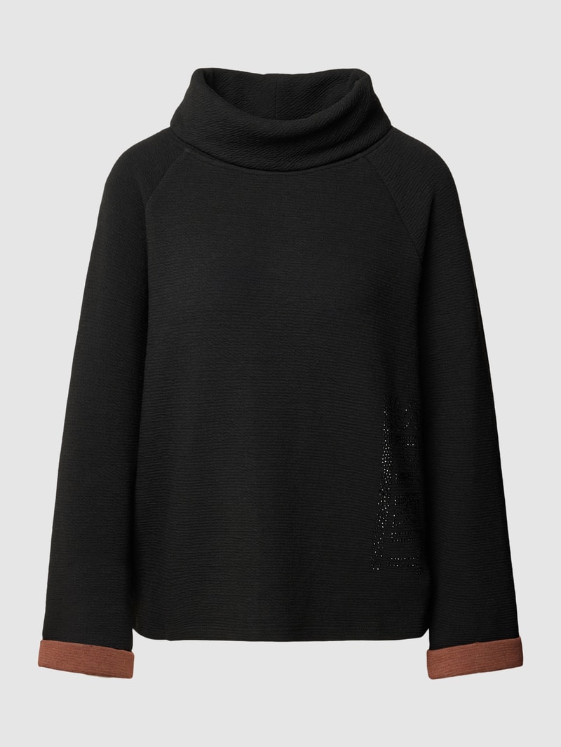 Pullover mit Ziersteinbesatz in schwarz