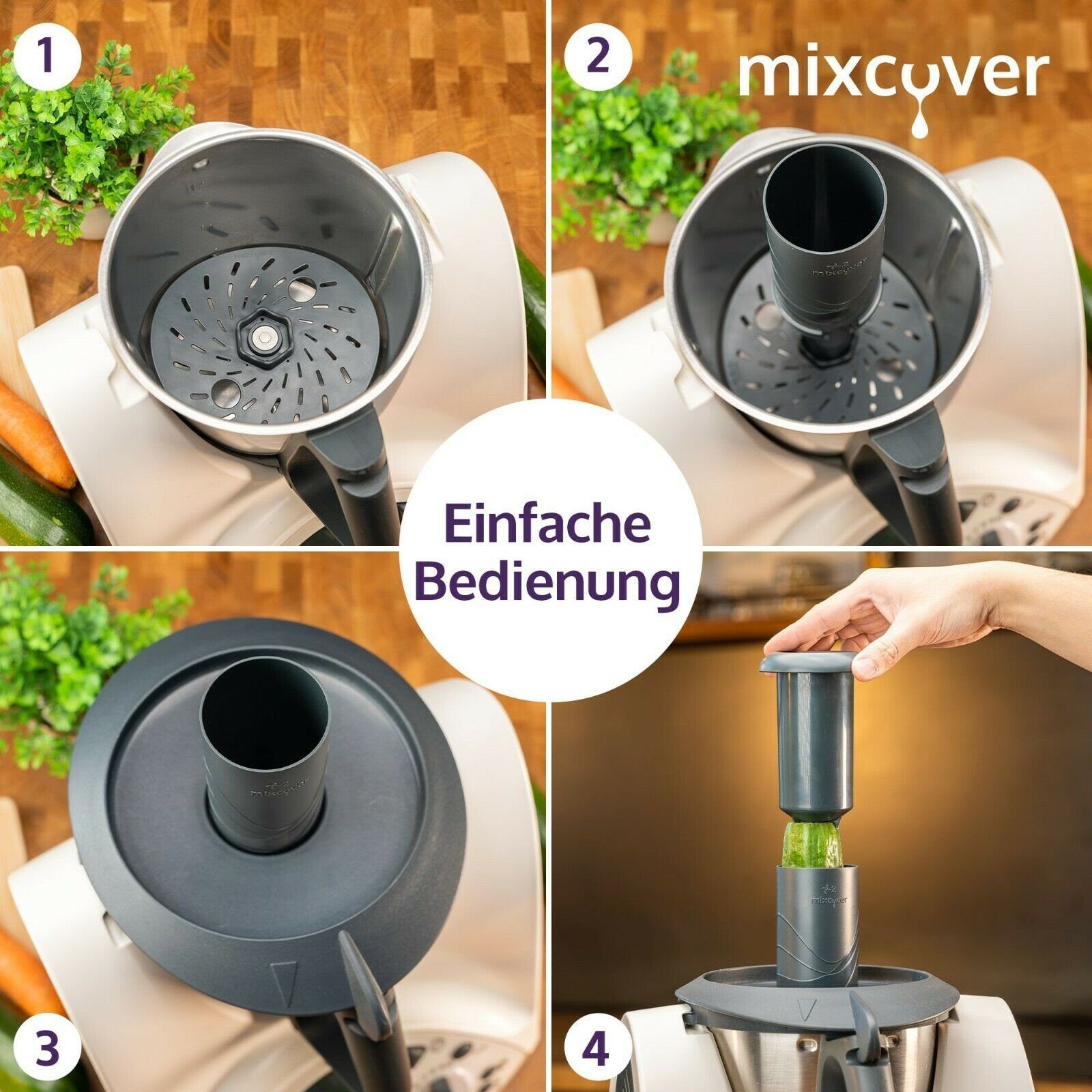 Mixcover Küchenmaschine mit Kochfunktion mixcover Spiralschneider kompatibel mit Thermomix TM31