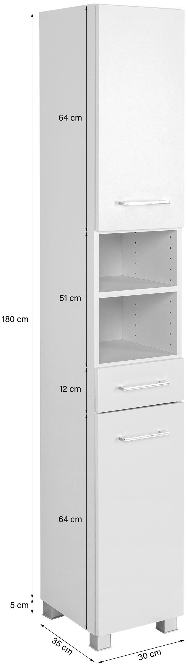 HELD MÖBEL Badmöbel-Set Avignon, (3-St), mit 3D-Spiegelschrank mit LED-Aufsatzleuchte