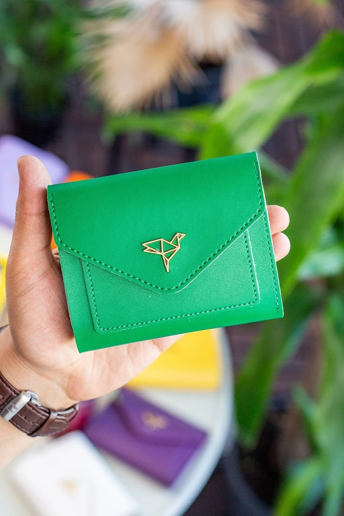 Garbalia  Columbia Mini-Damenbrieftasche aus veganem Leder in Grün mit Münzfach und losem Kartenhalter