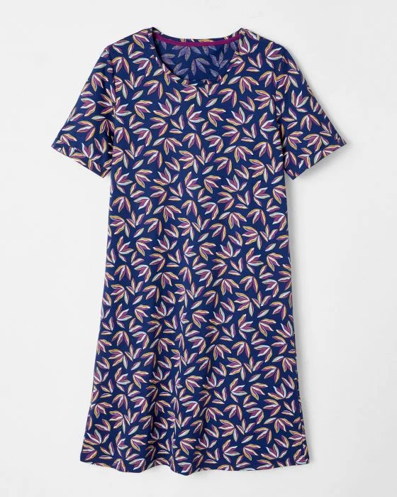 Chemise de nuit manches courtes pur coton peigné