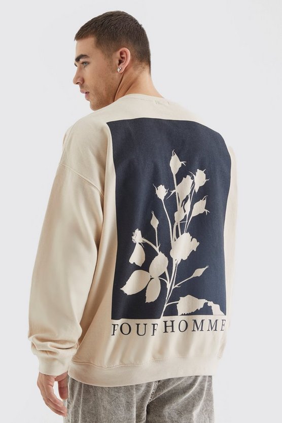Oversize Sweatshirt mit Pour Homme Print