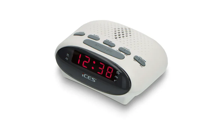 Ices ICR-210 White - FM Uhrenradio, Weiss
