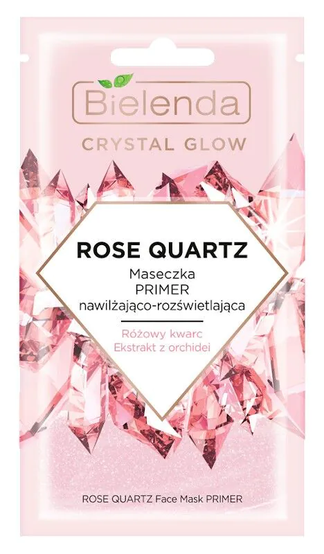 Bielenda Crystal Glow Rose Quartz хидратантна и осветљавајућа маска за лице, прајмер