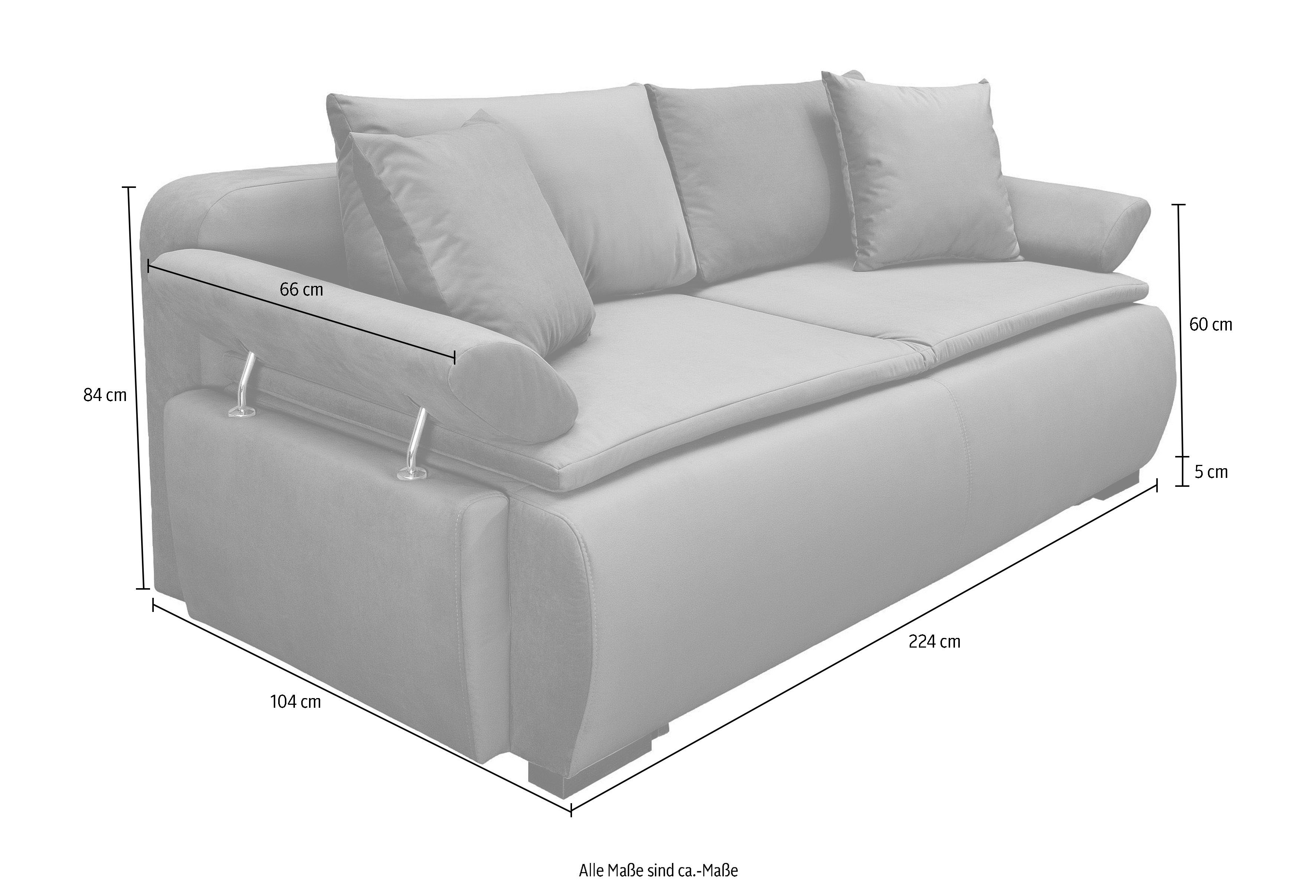 INOSIGN Schlafsofa Romeo, mit Boxspringaufbau, Bettfunktion & Bettkasten, Dauerschlafsofa