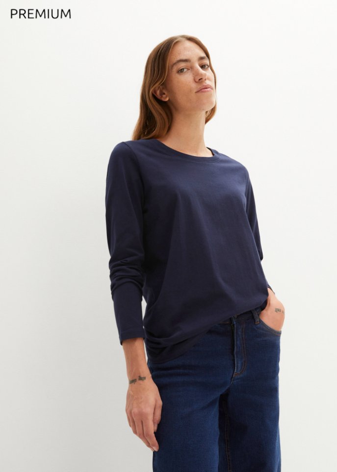Essential Langarmshirt mit Rundhalsausschnitt, seamless