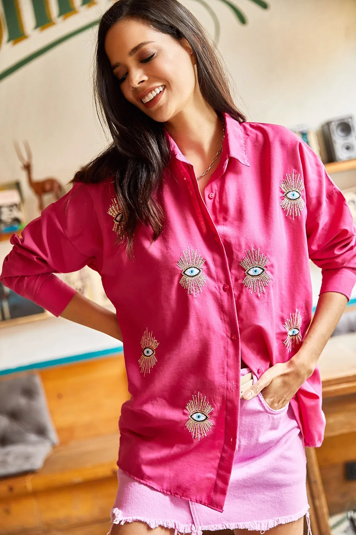 Olalook  Hemd - Rosa - Boyfriend