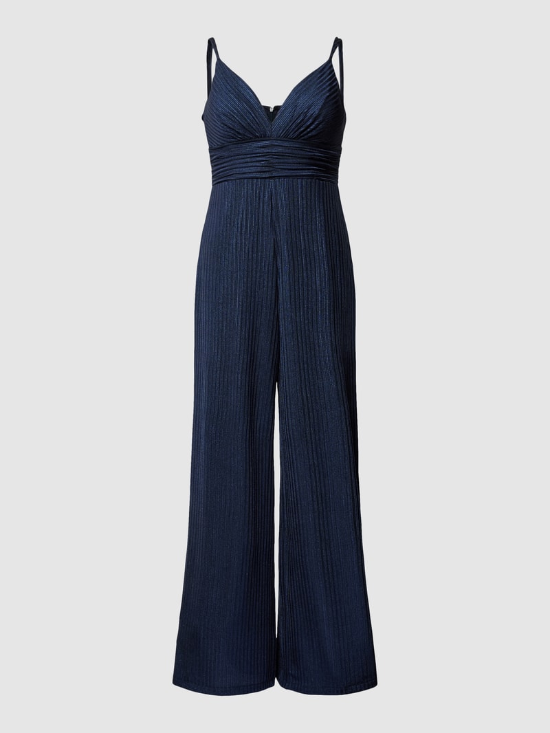Jumpsuit mit Plisseefalten in dunkelblau