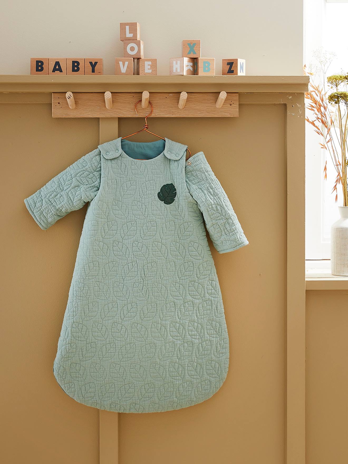 Gigoteuse quiltée manches amovibles NUITS DE RÊVE en coton bio* vert