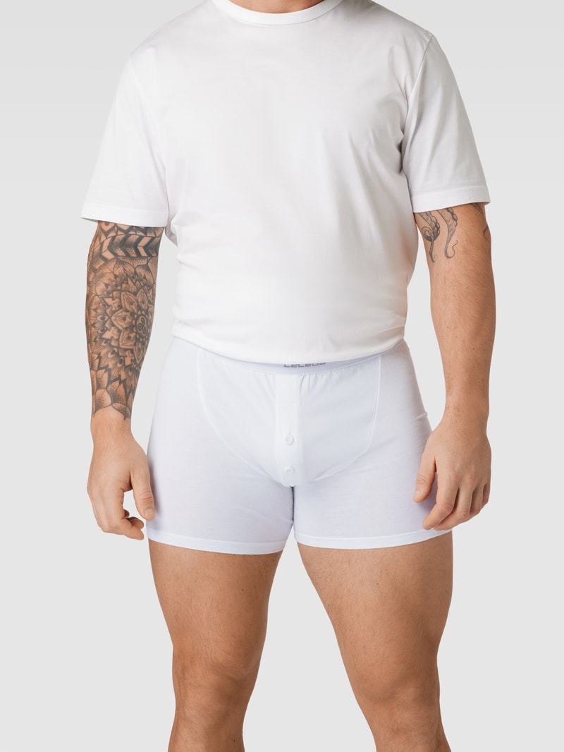 PLUS SIZE Trunks mit elastischem Logo-Bund im 2er-Pack in weiß