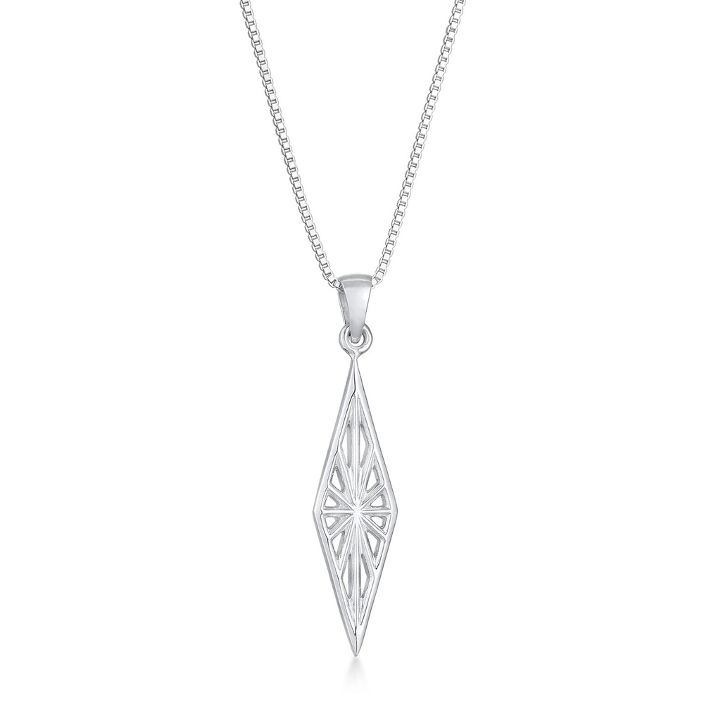 KUZZOI KUZZOI Collier Hommes pendentif losange ornement look usé en argent sterling 925 collier