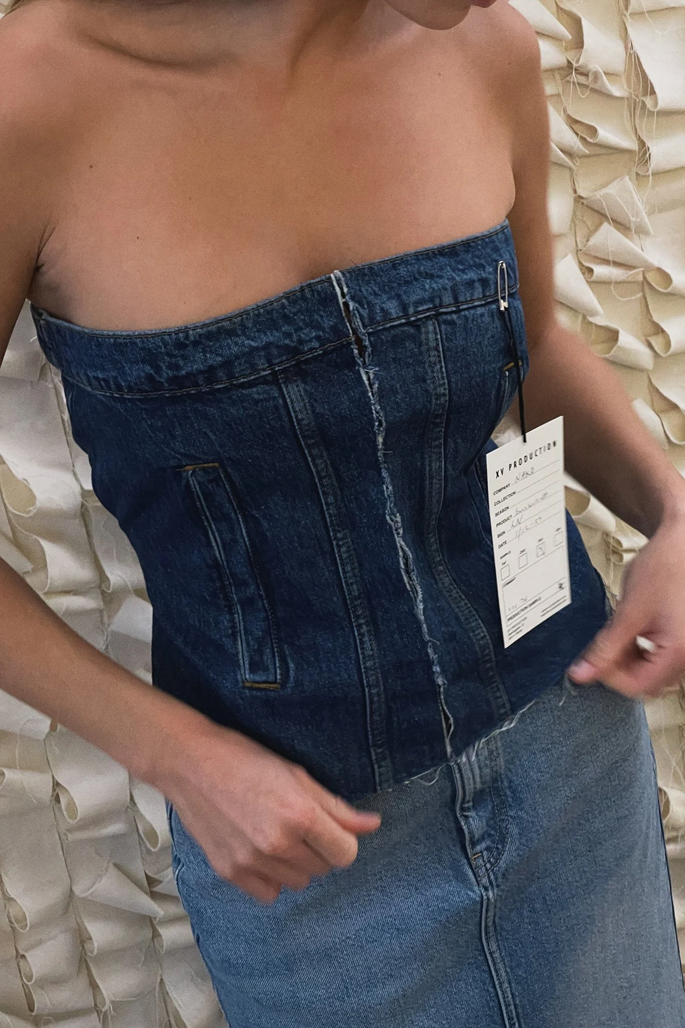 Denim-Bandeau-Oberteil