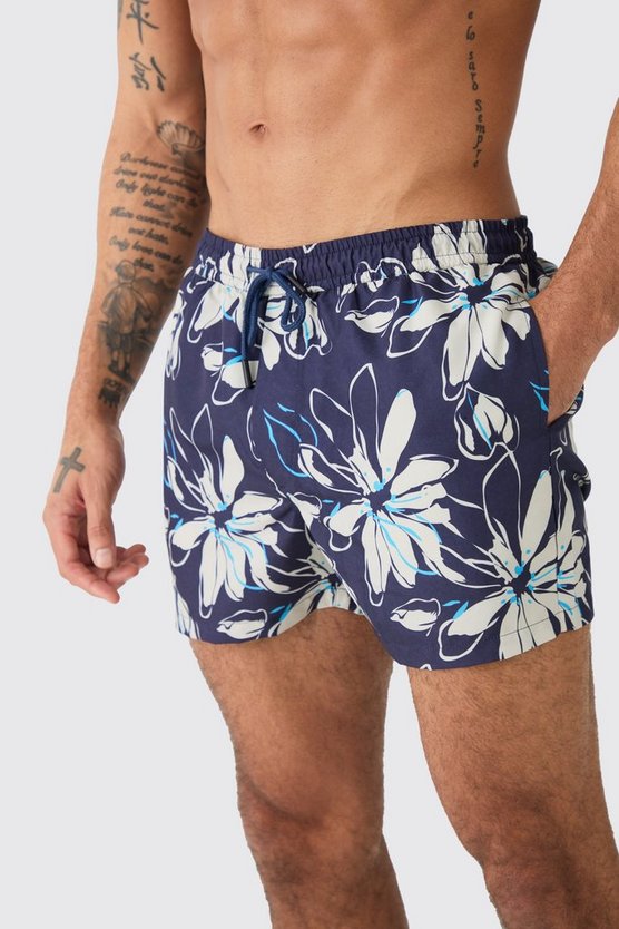 Kurze Badehose mit Blumenprint