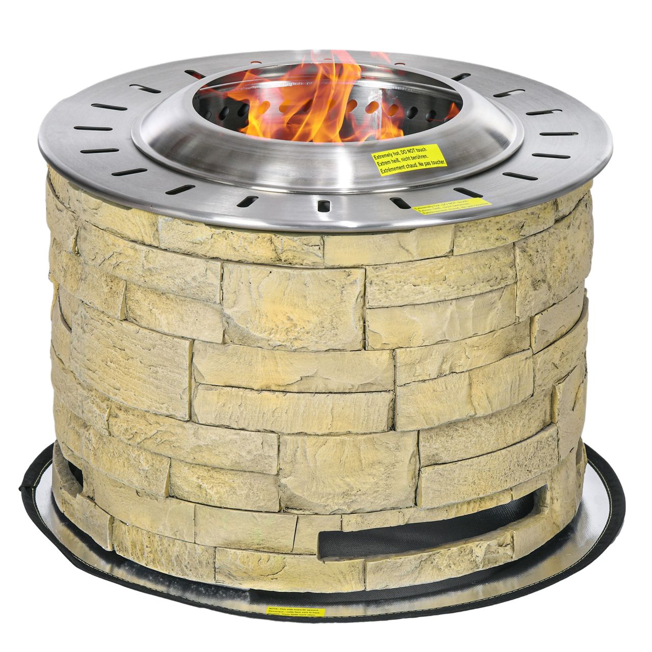 Outsunny Feuerschale Feuerstelle mit Deckel Holz brennender Feuerkorb für Garten