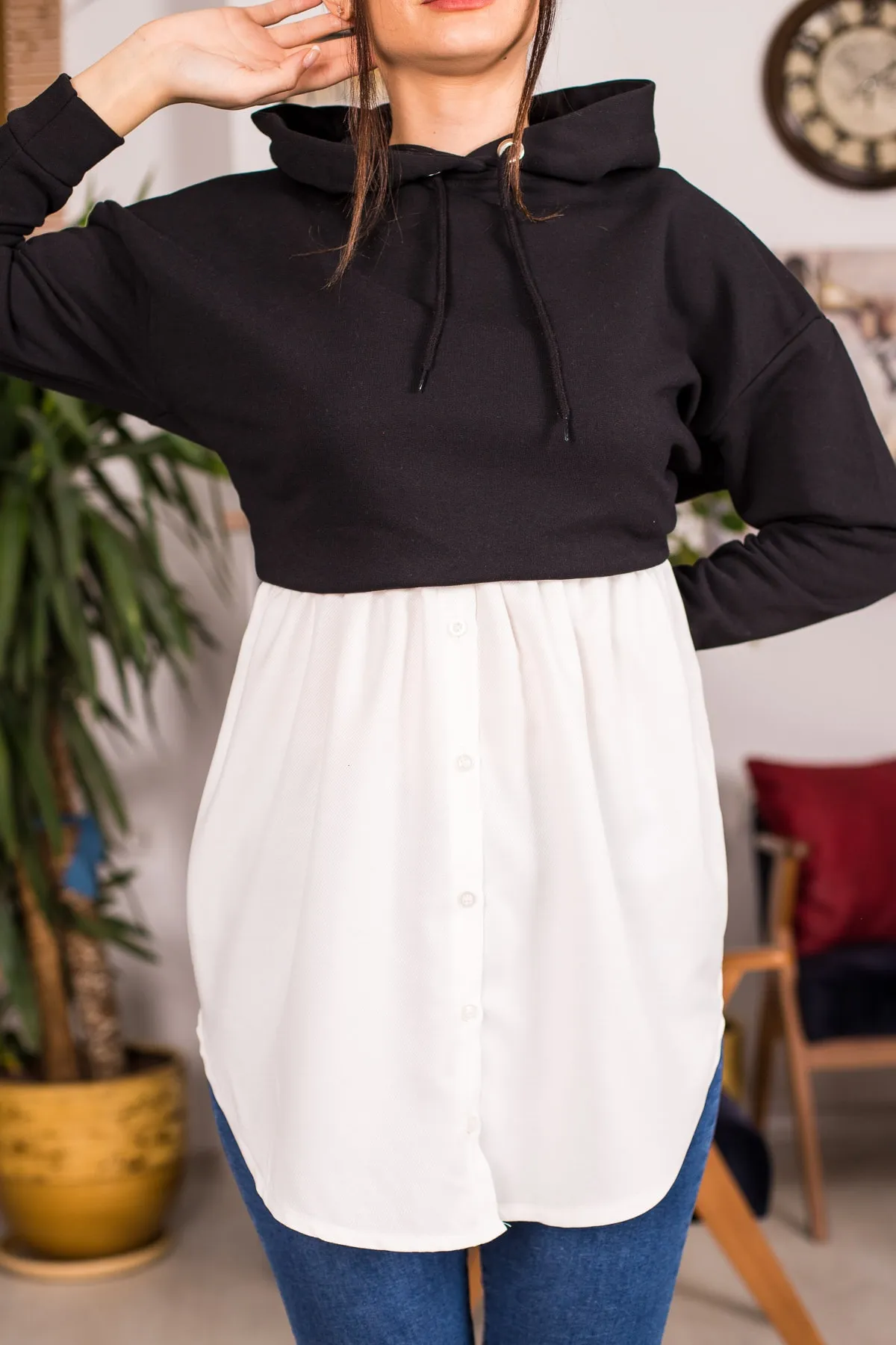 armonika  Weißer Hemdrock mit elastischer Taille für Damen, Arm-22K001105