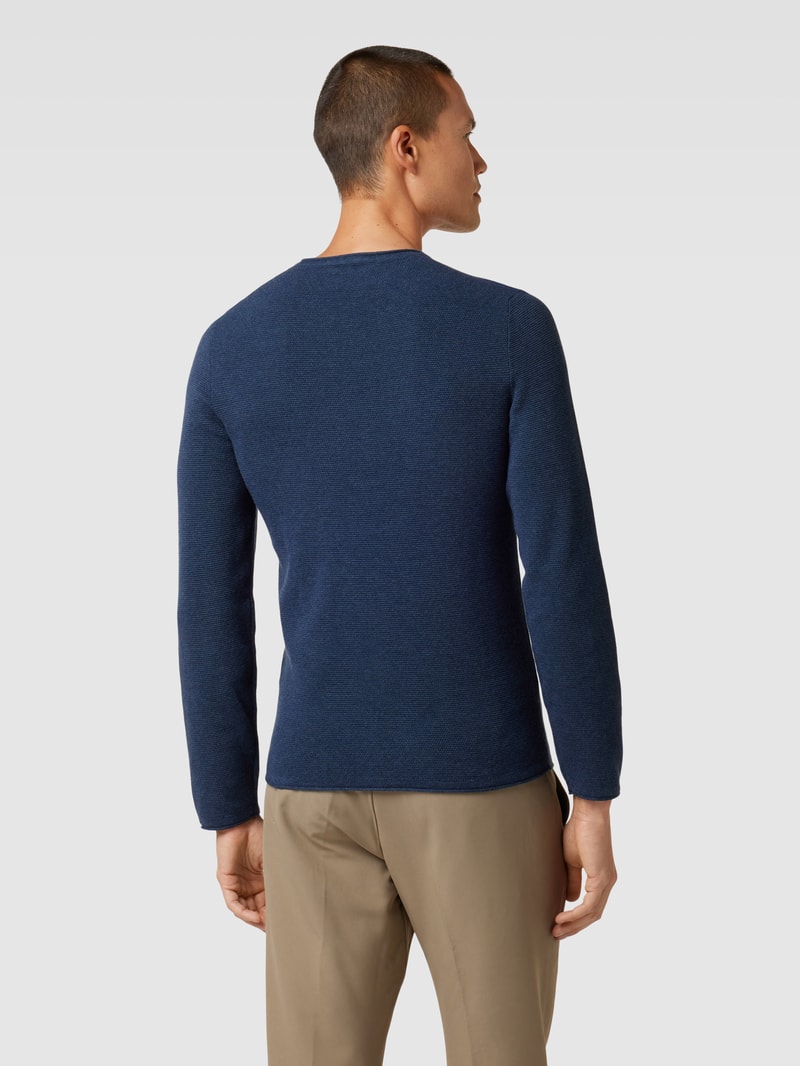 Strickpullover mit Rundhalsausschnitt in marineblau meliert