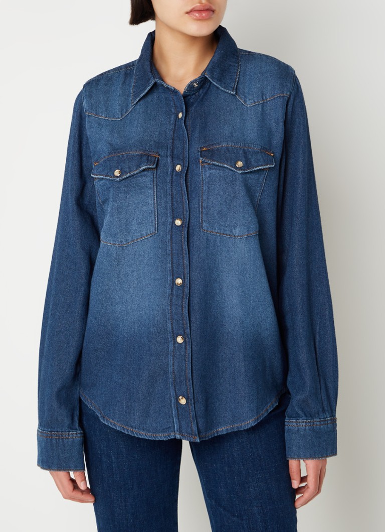 ba&sh  Walter blouse van denim met borstzakken