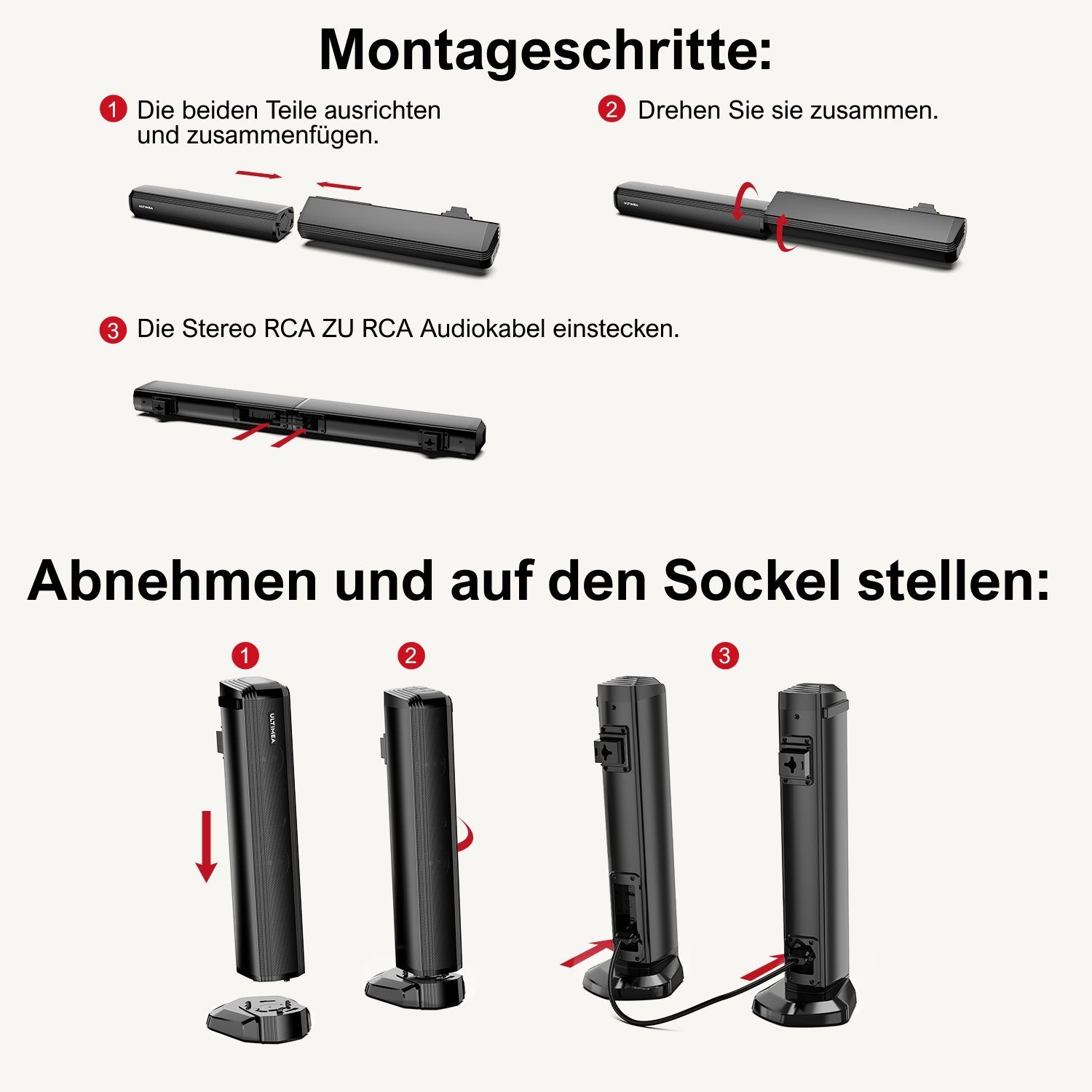 Ultimea Apollo S40 2.2 Soundbar (100 W, Abnehmbar Lautsprecher)