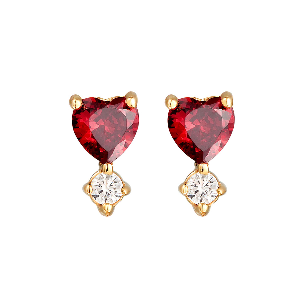 Elli Elli Boucles d'Oreilles Femmes Clous d'oreilles motif cœur amour avec zircon en a Boucles d'oreilles
