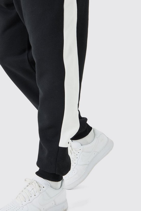 Plus schwarze Slim-Fit Colorblock Jogginghose