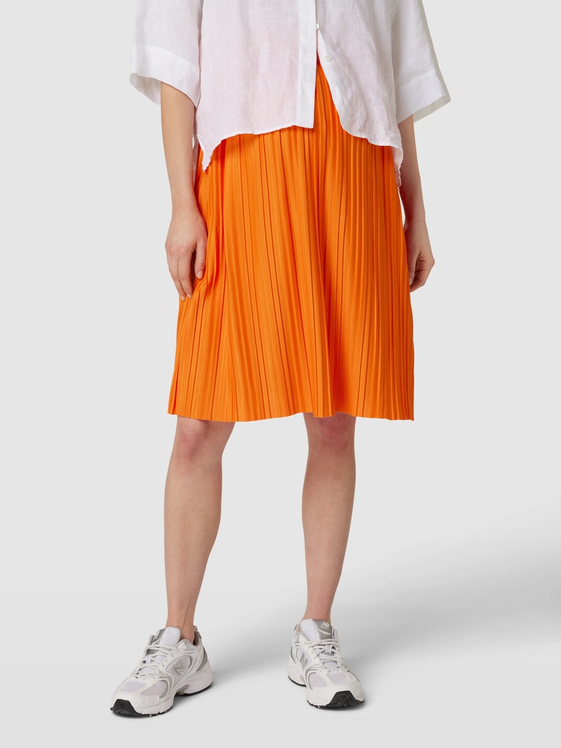 Umstands-Midirock mit Plisseefalten in orange