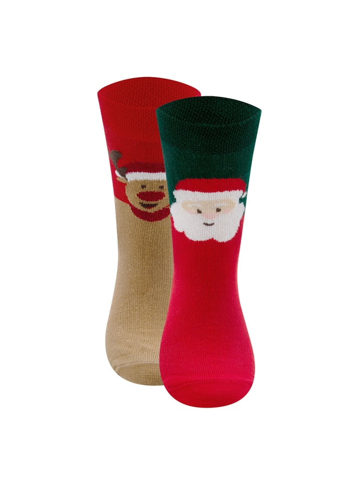 ewers 2er-Set Socken 2er Pack Weihnachtsmann/Rentier in bunt günstig kaufen