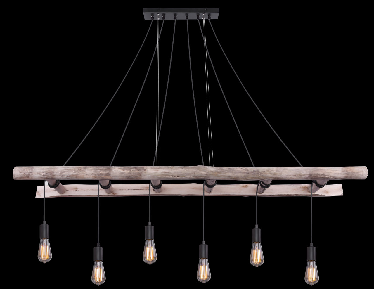 Globo Lighting - IRMGARD - Hängeleuchte Holz naturfarben, 6x E27
