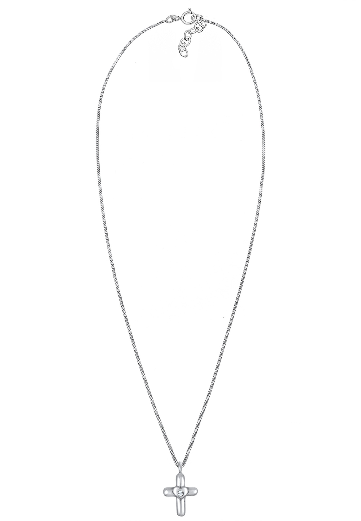 Croix en forme de cœur pour enfants Elli, ornée de cristaux, en argent sterling 925