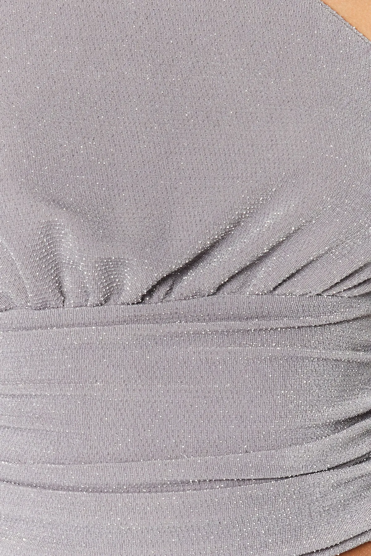 Trendyol Collection  Graues, bauchfreies, gefüttertes, glänzendes Strick-Bustier TPRSS23BS00011
