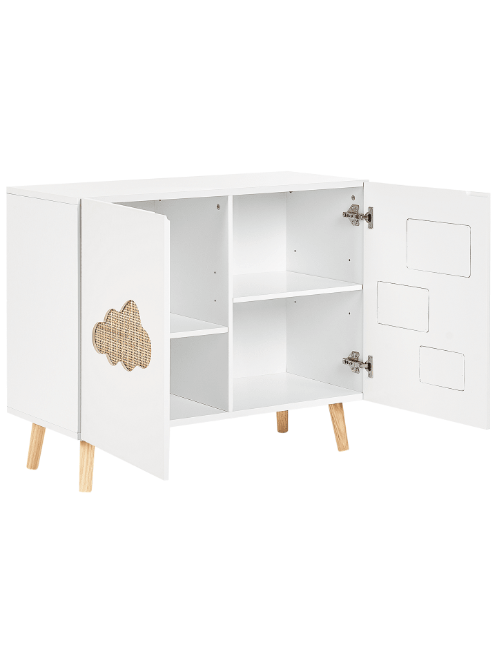 Beliani Sideboard CLOUDY in Weiß/Heller Holzfarbton - (W) 80 x (H) 65 x (L) 36 cm günstig kaufen onesize