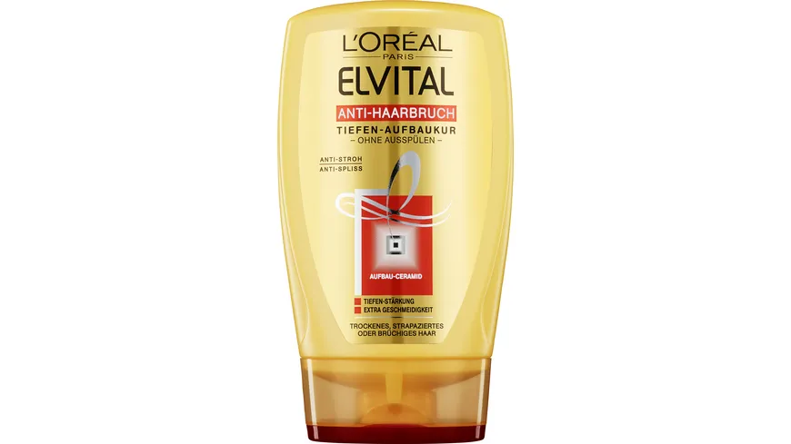 L'Oréal Paris - Elvital Sofort Aufbau-Kur Anti Haarbruch - Kämmbarkeit und Seidenglanz für strapaziertes Haar 125 ml