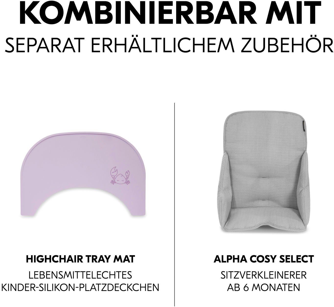 Hauck Hochstuhltablett Arketa Click Tray, White, Kunststoff, aus recyceltem Material