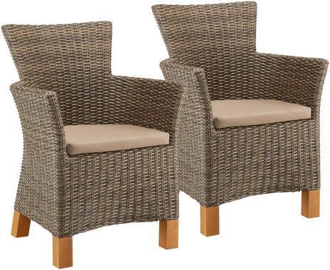 MERXX Gartensessel Toskana (Set, 2-St), 2er Set, Polyrattan/Non-Wood, grau-braun