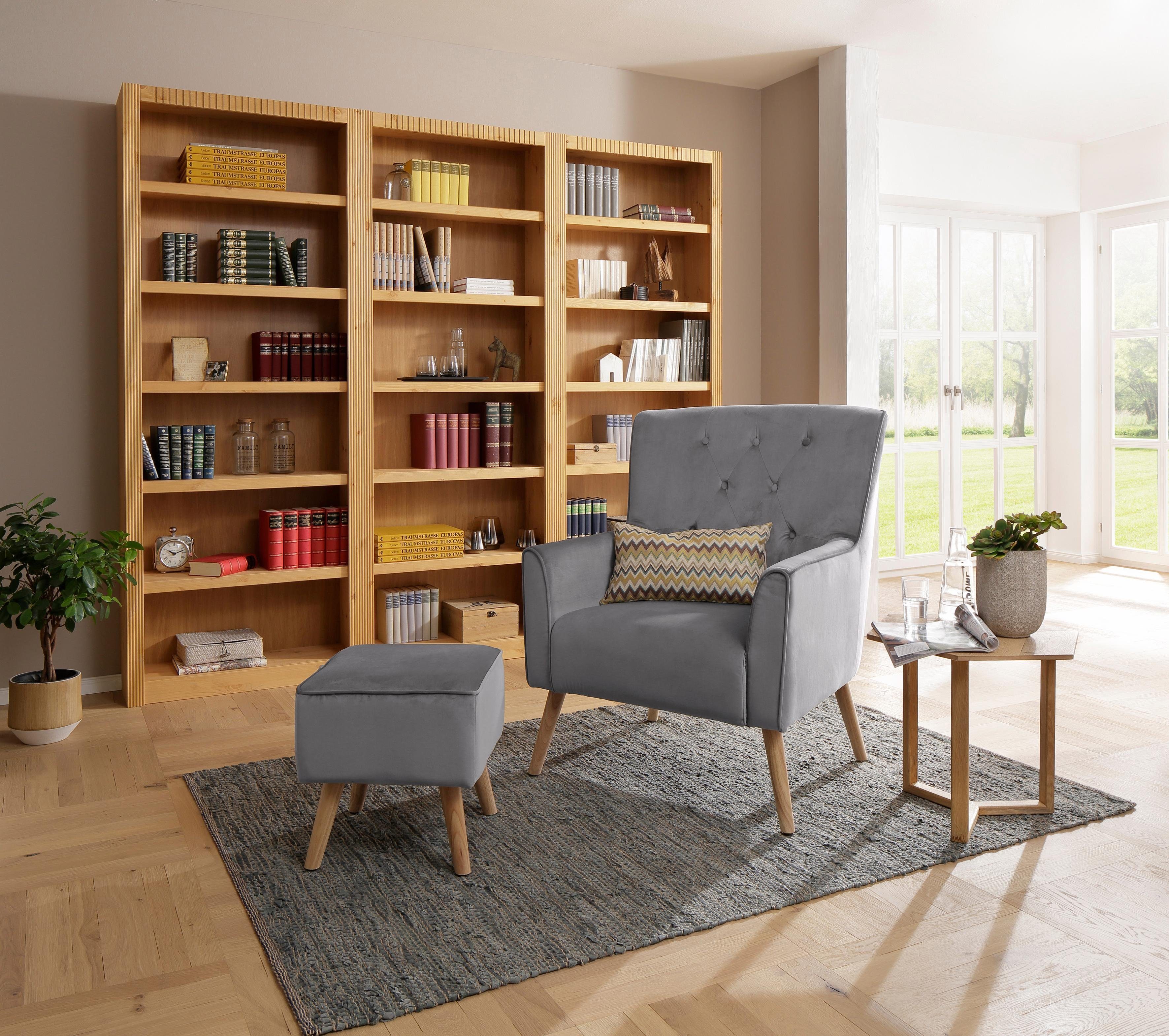 Home affaire Bücherwand Bergen, aus schönem massivem Kiefernholz, 3 tlg.