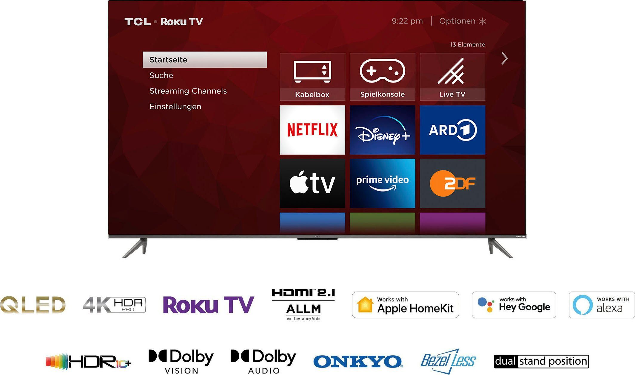 TCL 65RP630X1 LED-Fernseher (164 cm/65 Zoll, 4K Ultra HD, Smart-TV, Roku TV, HDR, HDR10, Dolby Vision, Game Master, HDMI 2.1)