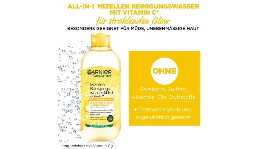 Garnier Skin Active Mizellen Reinigungswasser Vitamin C für müde Haut 400 ml