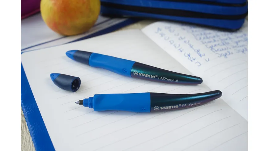 STABILO® EASYoriginal Tintenroller für Rechtshänder - Holograph Edition in blau inklusive Patrone-Schreibfarbe blau (löschbar) blau